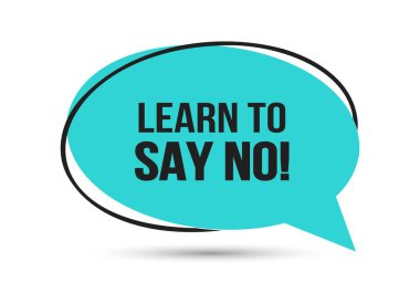 Konuşma balonu metni yok demeyi öğren. Sticker, Banner ve Poster için parlak bir renk. vektör illüstrasyonu.