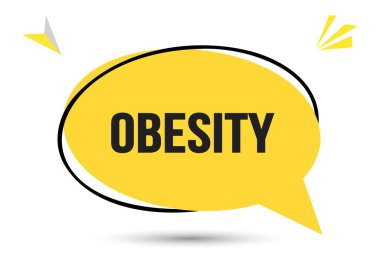 Obezite konuşma balonu metni. Sticker, Banner ve Poster için parlak bir renk. vektör illüstrasyonu.