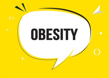 Obezite konuşma balonu metni. Sticker, Banner ve Poster için parlak bir renk. vektör illüstrasyonu.