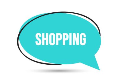 Alışveriş konuşması metni. Sticker, Banner ve Poster için parlak bir renk. vektör illüstrasyonu.