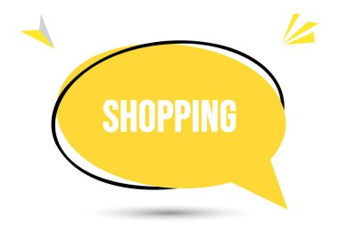 Alışveriş konuşması metni. Sticker, Banner ve Poster için parlak bir renk. vektör illüstrasyonu.