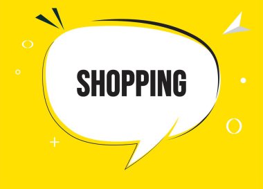 Alışveriş konuşması metni. Sticker, Banner ve Poster için parlak bir renk. vektör illüstrasyonu.