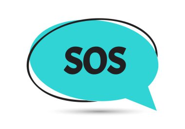 SOS konuşma balonu metni. Sticker, Banner ve Poster için parlak bir renk. vektör illüstrasyonu.