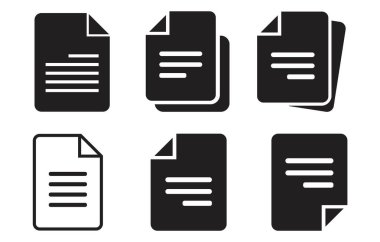 Belge simgesi. Beyaz arkaplanda vektör sembolü koleksiyonu. Vektör illüstrasyonu.