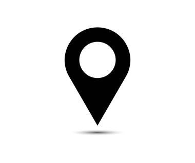 Temel düz stil konum simgesi. Beyaz arkaplanda vektör sembolü koleksiyonu. Vektör illüstrasyonu.