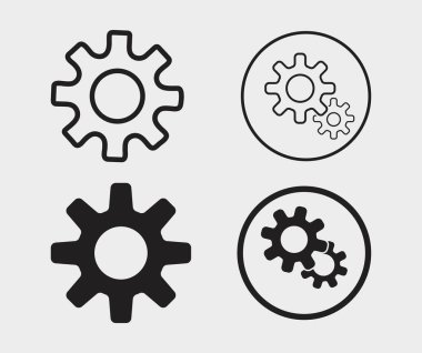 Simge ayarlanıyor. Beyaz arkaplanda vektör sembolü koleksiyonu. Vektör illüstrasyonu.