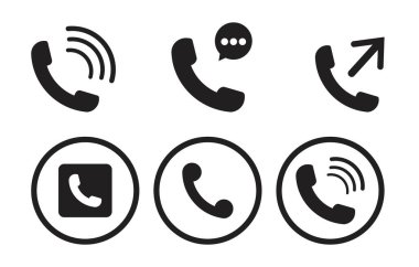 Telefon simgesi vektörü. Beyaz arkaplanda vektör sembolü koleksiyonu. Telefon simgesi izole edildi. Simge Vektörü illüstrasyonunu ara