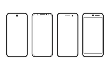 Akıllı Telefon ikon vektörü. Beyaz arkaplanda vektör sembolü koleksiyonu. Telefon simgesi izole edildi. Mobil simge Vektörü illüstrasyonu.