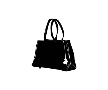 Bayanlar el çantası ikonu seti. Kadın çantasının siyah beyaz çizimi