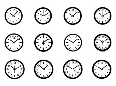 Saat simgesi beyaz arkaplanda izole edildi. Zaman simgesi. Vektör illüstrasyonu.