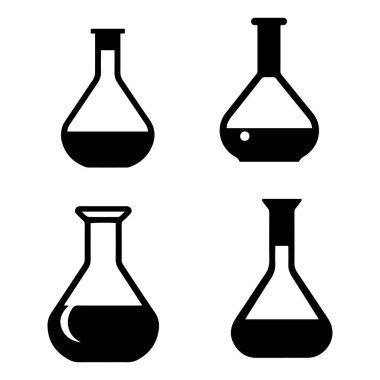 Beyaz arkaplanda laboratuvar cam ikonu var. Vektör illüstrasyonu.