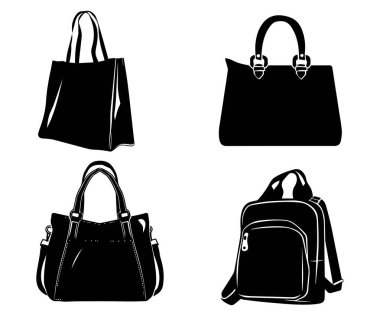 çanta alışveriş Icon set. vektör çizim.