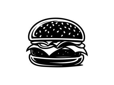 Burger ikonu. Fast food sembolü. Hamburger vektör çizimi.