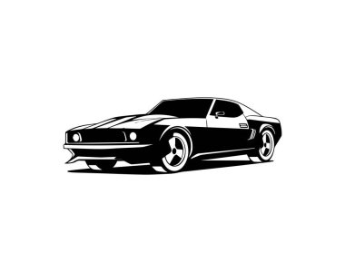 Klasik Amerikan araba logosu tasarımı. Retro araba vektör illüstrasyonu.