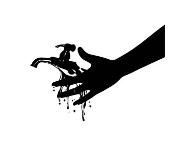 El ve su musluğu ikonu. El yıkama sembolü. Vektör illüstrasyonu