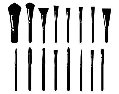 Beyaz arka planda siyah makyaj fırçaları. Vektör illüstrasyonu.