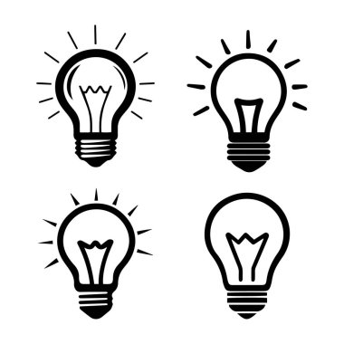 Ampul ikonu hazır. Beyaz arkaplanda siyah ampul simgesi. vektör illüstrasyonu