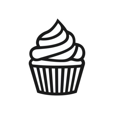 Beyaz arkaplana karşı çeşitli tasarım uygulamaları için uygun minimalist ve temiz bir tasarımı gösteren basit bir cupcake simgesi içeren vektör illüstrasyonuName.