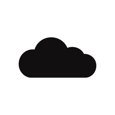 Minimalist bir vektör çizimi, temiz beyaz bir arkaplan karşısında basit bir siyah bulut simgesini gösteriyor. Bu hava sembolü düz bir bulut elementi gerektiren tasarımlar için mükemmel..