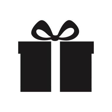 Dekoratif yayı olan izole edilmiş siyah hediye kutusu vektör ikonu, tatil tasarım elemanları ve tebrik kartları için mükemmel. Simgeler ve dekorasyon için basit ve kullanılabilir.