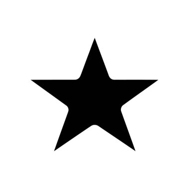 Beyaz zemin üzerinde beş köşeli siyah bir yıldız simgesi, basit ve temiz, çeşitli tasarım uygulamaları için mükemmel, projenizde kaliteyi, başarıyı veya dekorasyonu temsil eden.