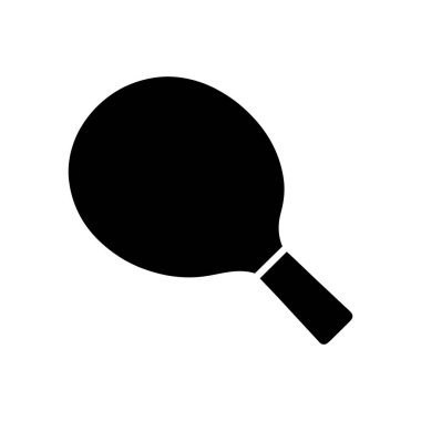 Beyaz arka planda basit siyah bir masa tenisi raketinin izole edilmiş vektör çizimi. Spor, eğlence, eğlence ve temiz tasarım ile rekabeti temsil ediyor..