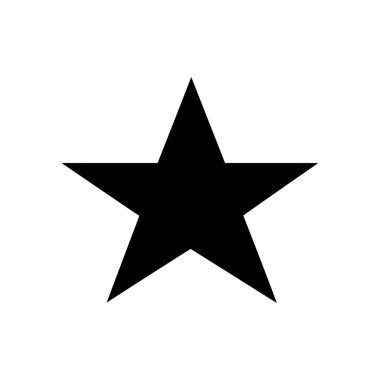 Katı siyah beş köşeli yıldız sembolü içeren vektör simgesi, beyaz bir arkaplan üzerinde izole edilmiş, çeşitli tasarım projeleri ve uygulamaları için ideal.