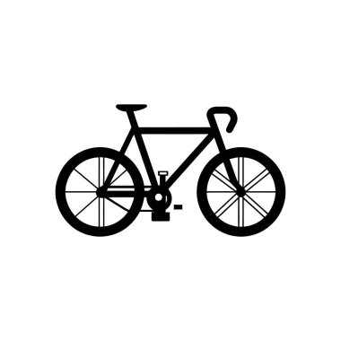 Beyaz bir arkaplanda, bu minimalist vektör grafiği kavisli gidonu olan bir yol bisikleti silueti tasvir eder, bisiklet ile ilgili tasarım veya simge kullanımı için mükemmeldir.