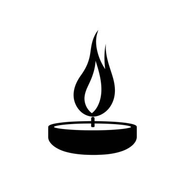 Yanan bir siyah çay lambasının izole vektör çizimi alevi, sadeliği ve zarafeti temiz beyaz arka planda gösterir; mükemmel tasarım elementi.