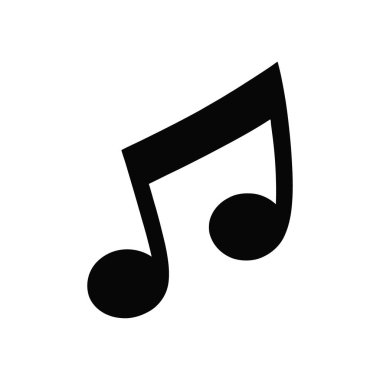 İllüstrasyon, müziğin özünü somutlaştıran basit, zarif bir siyah sekizinci nota simgesini sunar. Beyaz arkaplanda izole edilmiş, temiz tasarım.