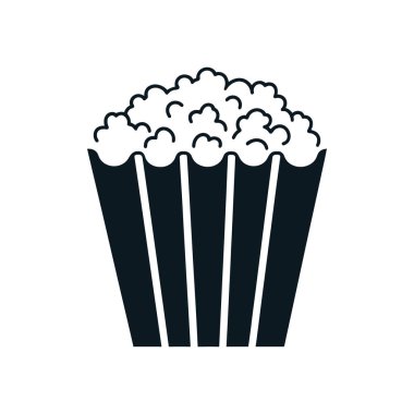 Ayrıntılı vektör ikonu, temiz beyaz bir arkaplan karşısında tam bir kova patlamış mısır sergiliyor, filmler, atıştırmalıklar ve eğlence kavramları için mükemmel.