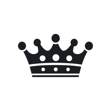 Minimalist siyah taç ikonunun izole edilmiş vektör çizimi. Farklı tasarımlarda logo ya da dekoratif öğeler için uygundur. Kolay kullanım için beyaz arkaplanda temiz illüstrasyon.