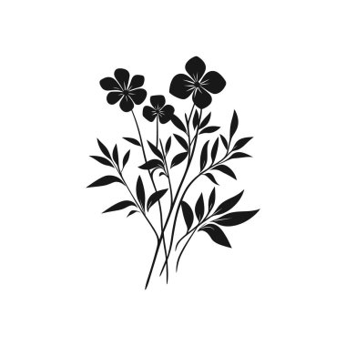 Ayrıntılı vektör illüstrasyonunda çiçek tomurcukları ve yapraklar beyaz bir zemin üzerinde sunuluyor. Minimalist tasarım projeleri için mükemmel..