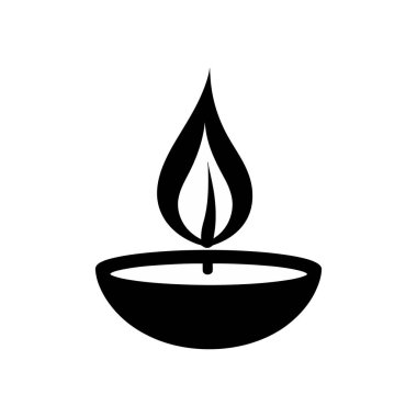 İzole edilmiş siyah vektör ikonu tek bir alevle basit bir mum dizaynı sergiliyor. Çeşitli proje ve uygulamalara temiz entegrasyon için beyaz arkaplan üzerine minimalist tasarım.