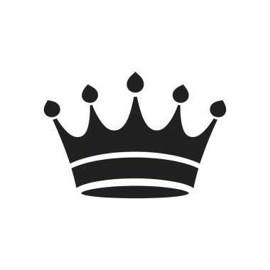 Basit bir siyah taç simgesi. Bu vektör görüntüsü beyaz bir arkaplanda izole edilmiştir. Minimalist tasarım çeşitli yaratıcı ve tasarım projeleri için uygundur.