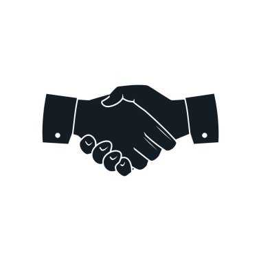 İzole edilmiş vektör simgesi, çok yönlülük için temiz beyaz bir arkaplan üzerinde iş anlaşmasını, başarıyı veya ortaklığı sembolize eden iki kişi arasındaki tokalaşmayı gösteriyor..