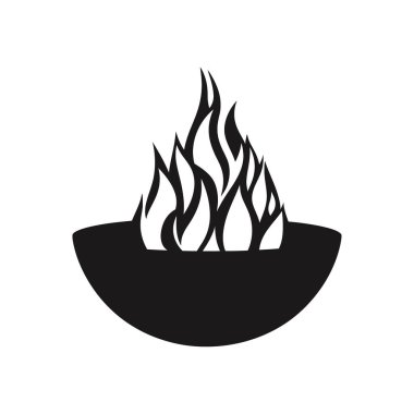 Bu vektör grafik, çeşitli tasarım projelerinde kullanmak için ideal, stilize edilmiş bir siyah ateş çukuru ikonuna sahiptir. Görüntü beyaz arkaplanda. Kamp tasarımları için harika bir sembol..