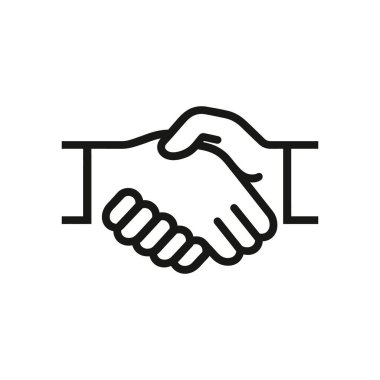 Çizilmiş grafikte bir tokalaşma, anlaşma ve işbirliğini simgeliyor. Temiz beyaz bir arkaplanda izole edilmiş. Ortaklıkları, pazarlıkları veya ticari bağlamlarda başarılı anlaşmaları göstermek için mükemmel.