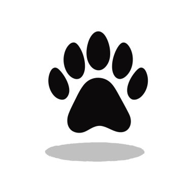 Basit, yumuşak gri gölge efektli izole edilmiş siyah pençe izi simgesi. Hayvanlarla ilgili tasarımlar, hayvan temalı projeler ve beyaz arka planda veteriner çizimleri için mükemmel..
