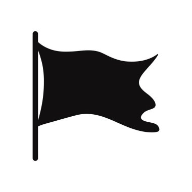 Dalgalanan, beyaz bir arkaplanda izole edilmiş, çeşitli tasarım projeleri ve dijital platformlarda kullanmak için mükemmel bir minimalist siyah bayrak ikonu. Vektör simgesi.