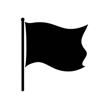 İzole edilmiş vektör simgesi rüzgarda sallanan siyah bir bayrak gösteriyor. Temiz beyaz arkaplana karşı basit, minimal tasarım, grafik gösterimi için mükemmel.