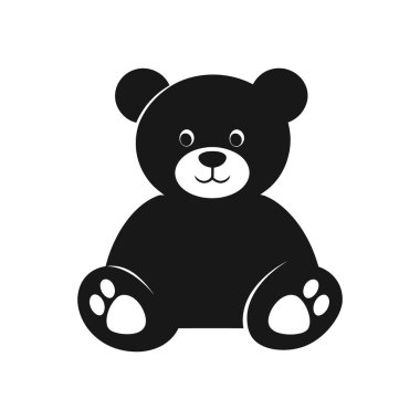 Beyaz arka planda izole edilmiş siyah ayıcık ikonu. Bebek tasarımı veya logosu için mükemmel basit ve sevimli bir ayı karakterinin vektör çizimi.