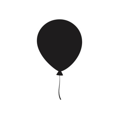 Beyaz zemin üzerinde ip olan tek bir siyah balon ikonu. Parti veya kutlama tasarım projeleri ve web tasarım arayüzleri için mükemmel çok yönlü vektör grafiği.