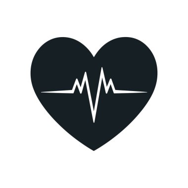 Karanlık kalp, beyaz bir arka plana karşı elektrokardiyogram nabız ikonu içeriyor. Tıbbi tasarım ve sunumlar için bu kalp sağlığı vektör simgesini kullanın.