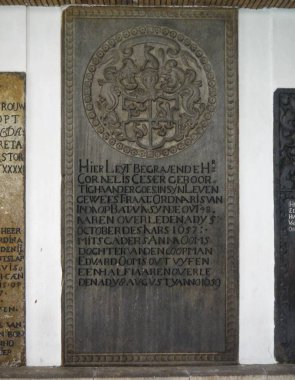 Jakarta, 2 Ağustos 2014: Kukla Müzesi veya Jakarta Endonezya 'daki Wayang Müzesi' nde Hollanda dilinde yazıtlar