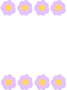 Canlı mor ve sarı çiçek çerçevesi