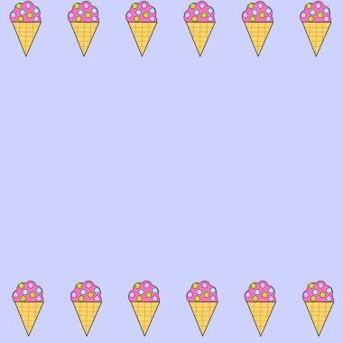 Mor arka planda renkli dondurma külahı kenarı