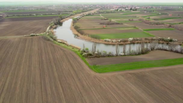 Este Impresionante Disparo Dron Captura Encantadora Belleza Río Que Serpentea — Vídeos de Stock