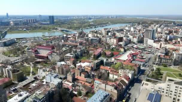 매혹적인 장면에서 도시가 살아있는 활기찬 풍경을 조감할 있습니다 위에서 대도시의 — 비디오