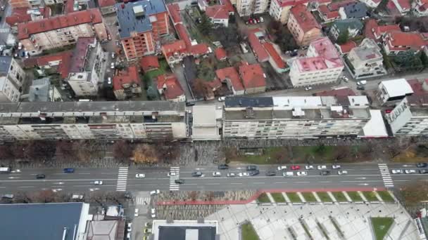 Vista Aérea Una Calle Zona Residencial Ciudad Leskovac Sur Serbia — Vídeos de Stock